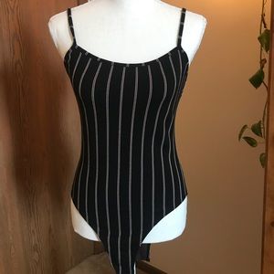 Vertically striped bodysuit
